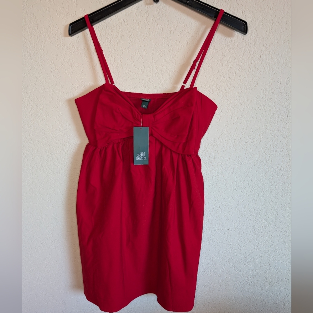 NWT Wild Fable Red Bow Front Babydoll Mini Dress Coquette Valentine’s Day Size S